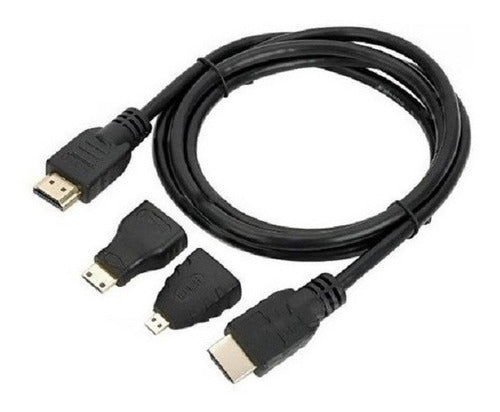 Generic HDMI to HDMI + Micro HDMI + Mini HDMI 3 in 1 Full HD Cable 0