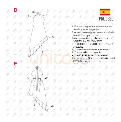 Moldes Unicose Asymmetrical Dress Pattern for Women 2305 1