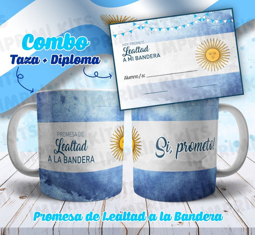 Imprimi Kits Combo Diseños Diplomas Y Tazas Jura Promesa A La Bandera 6