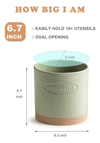 Porta Utensilios Oval Grande Verde Para Countertop De 17 Cm 1