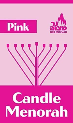 Ner Mitzvah Hanukkah Menorah - Fits All Standard Chanukah Candles - Sleek Pink V-Shaped Design 3