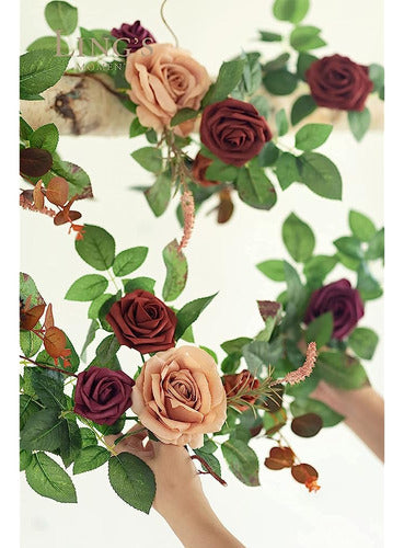 Ling's Moment Artificial Rose Flower Runner Garland 4