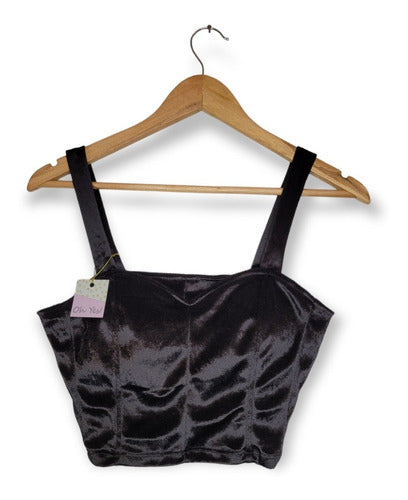 Ig Clothes OhYes! Black Plush Crop Top for Night Parties 0