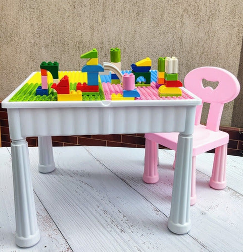 Mesita Juego Mesa Con Sillita De Plástico Mesita Cuadrada Abc 7