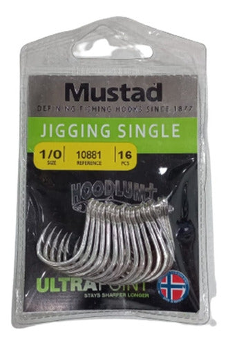 Mustad 10881 Hook N° 1/0 X 16 Ultrapoint for Jig Fishing 0