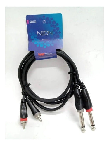 KWC Neon 9009 Cable 2 RCA to 2 Plug 6.5 Mono 1.5 Meters 0