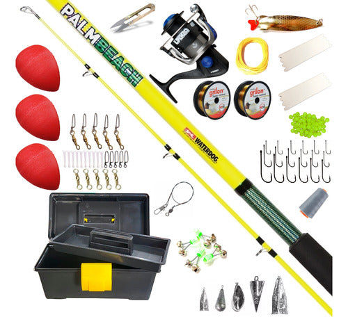 Kit De Pesca Caña 2.10 + Reel + Caja Completa Rio + Lineas 0