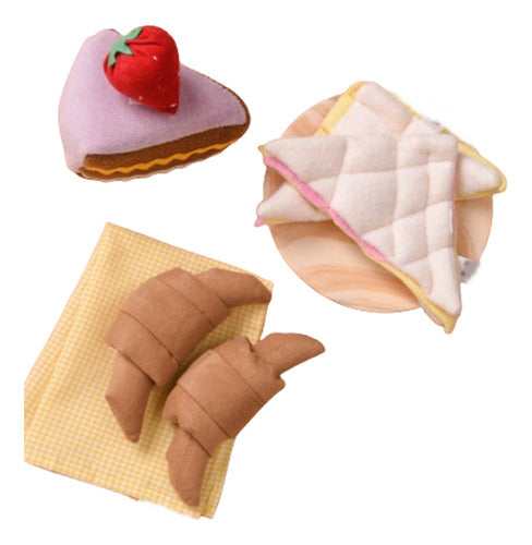 Fabric Food Set Tea Time Cake Croissants Sandwich 0