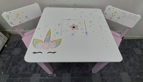 Personalized Wooden Children's Table and Chairs with Character Designs 12