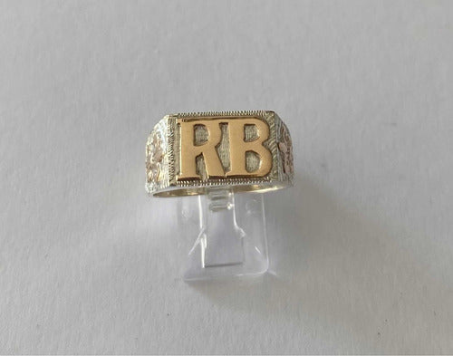 Sello Ring in Silver with Gold Letter Application 0