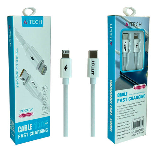 Aitech Cable Fast Charging PVC PD20W 1m Type C to iOS 0