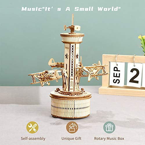 Rokr 3d Wooden Puzzle Airplane Tower Music Box - Kit De Cons 1