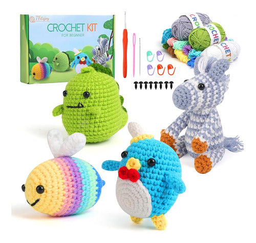 Kit De Crochet Para Principiantes Con 4 Figuras De Animales 0