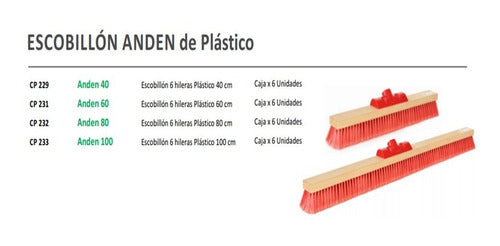 Calabro Escobillon Anden De Plastico 80 Cm S/cabo 1