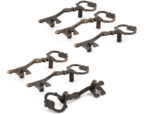 Antrader 6 Bronze Key Shaped Pull Handles 120x40x20mm 0