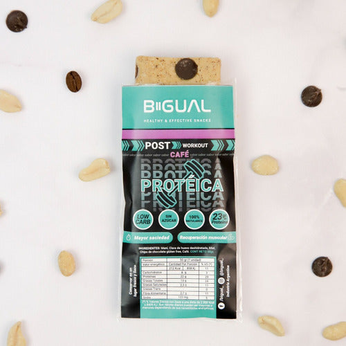 Bigual Pack X 14 Protein Bars Post Workout Coffee 50g 3