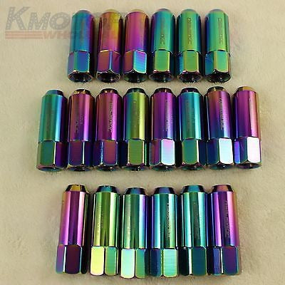 JDMSPEED 20pcs Neo Chrome 60mm Extended Forged Aluminum Tuners 1