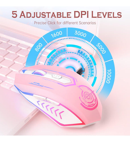 Uhuru Wireless Ergonomic Gaming Mouse - USB PC Laptop Compatible - Pink 1