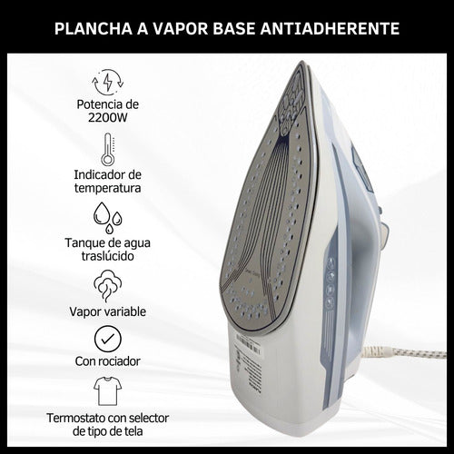 Kanji Steam Iron with Non-Stick Ceramic Soleplate and Spray Function 1