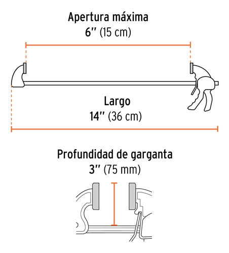 Prensa Carpintero 6'' Uso Rudo Cuerpo De Nylon Truper Expert 1