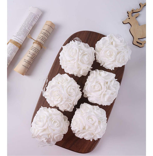 Idyllic 9pcs Rose Flower Foam Kissing Balls for Decoration 2