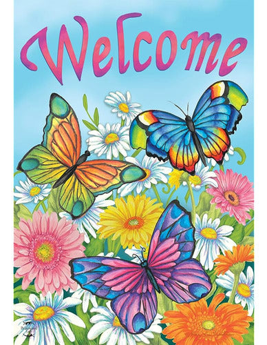 Briarwood Lane Spring Butterflies Welcome Home Flag 28" x 40" 0