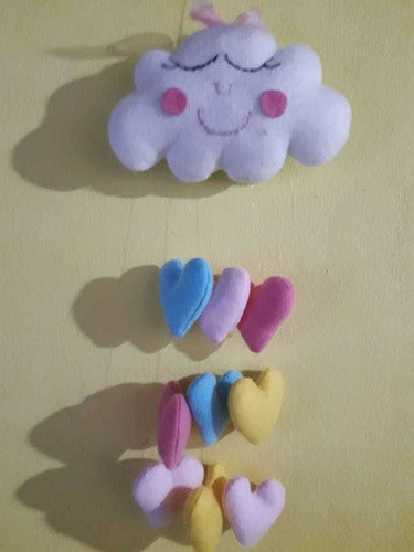 Colgante Móvil De Nube En Tela Con Corazones 0