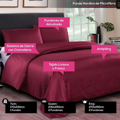 Haussman King Duvet Cover 270x250cm. Burgundy Color 1