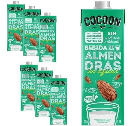 Pack of 6 Cocoon Almond Milk Without Gluten and Sugar 1L Each 0