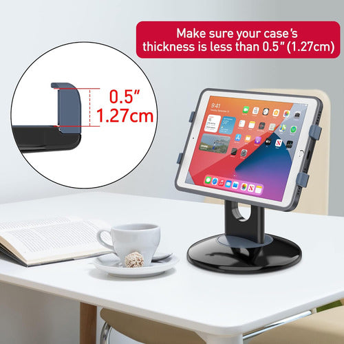 Suporte Tablet Escritorio Mostrador Mesada Rota 360° Negro 4