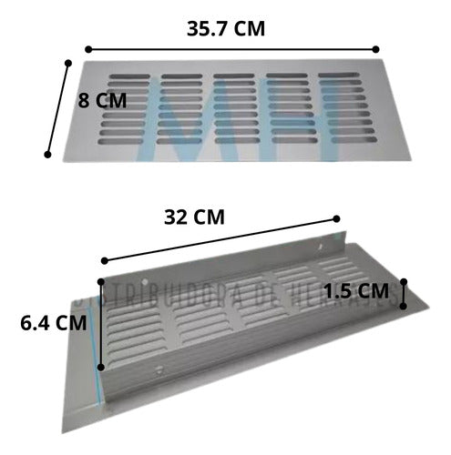 Rejilla De Ventilacion Aluminio Anodizado 357x80mm 2