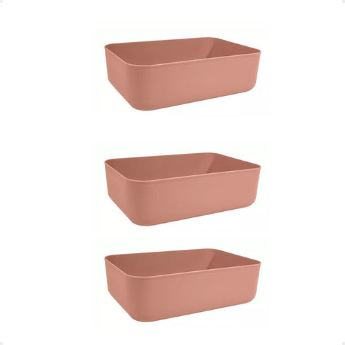 Set of 3 Small Organizer Baskets Boxes 26x18x8 Modern Design 12