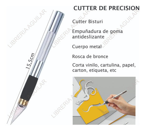 Kit 6 Art A4 Base Bisturi Cutter Rotativo Regla Acero 6