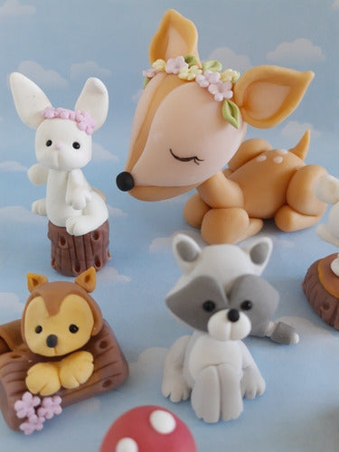 Adorno Torta Animales Del Bosque Nórdicos Porcelana Fría 5