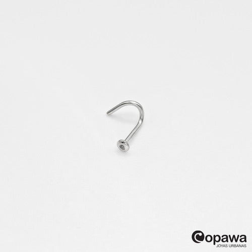 18k White Gold Nostril Nose Ring with 1mm White Cubic Zirconia Stud by Copawa 2