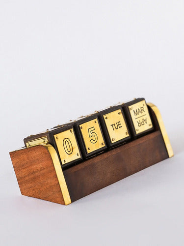 Blackly Golden Perpetual Calendar Decoration 15.5x5x4 Cm Deco 0