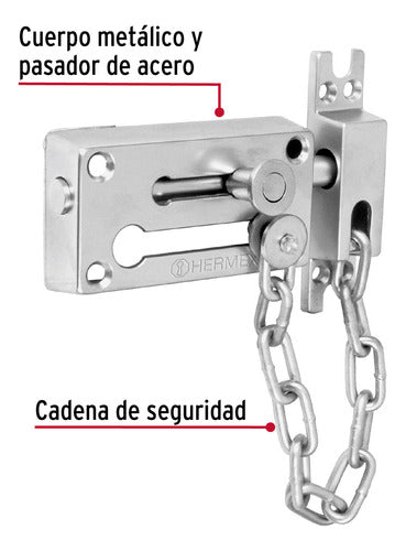 Hermex Security Door Bolt with Chain Paca-3 1