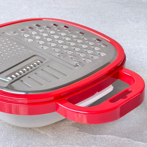 Generic Red Grater with Container L 20cm X W 20cm X H 6cm 3