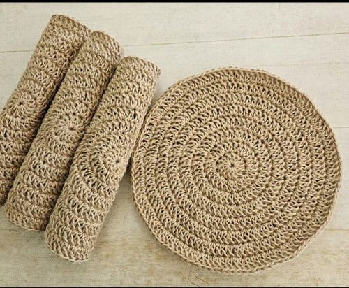 Mom Rêve Design Set of 6 Round Jute Placemat India 33cm Handwoven 0