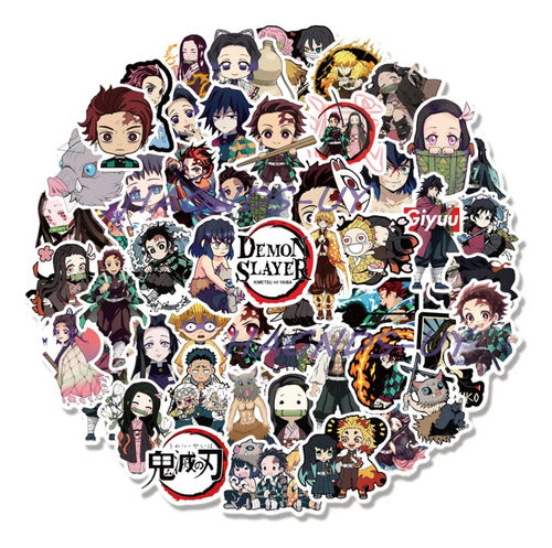 Set De 50 Pegotines Stickers Kimetsu No Yaiba Anime Manga 1