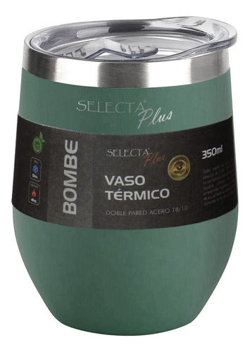 Mate Vaso Térmico 350 Ml C/tapa De Acero Inox Verde Bombe Se 1