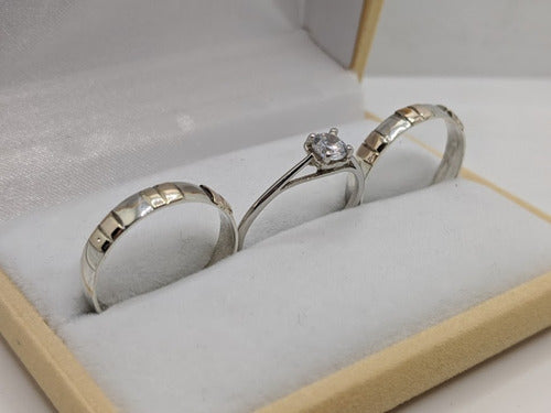 Elegant Silver Wedding Bands with Gold Bars and Silver Ring 1