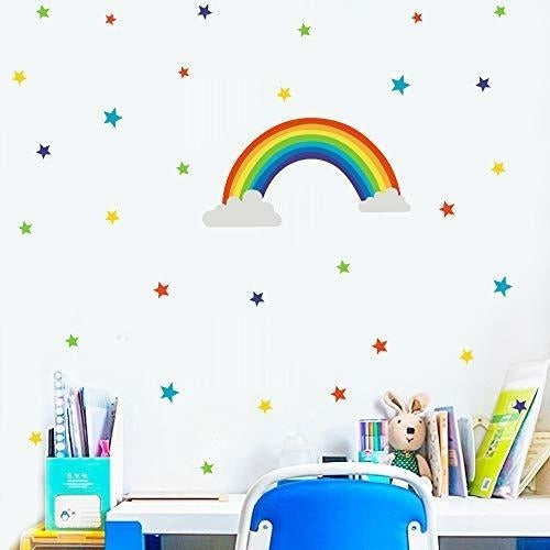 Calcomanias De Pared De Arcoiris Y Estrellas, Pegatinas De 4