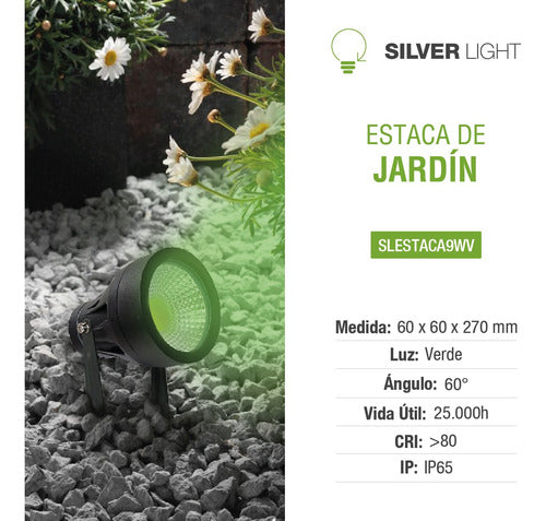 Green LED Garden Stake Light Aluminum Outdoor Lantern 9W IP65 5