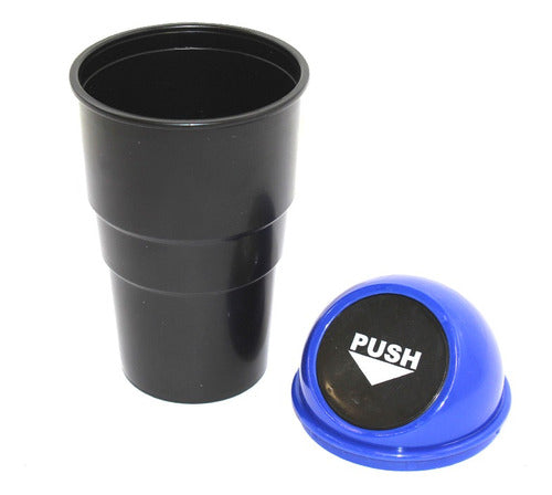 Recipiente Tacho Tipo Vaso Papelera Consola Puerta Auto Azul 1