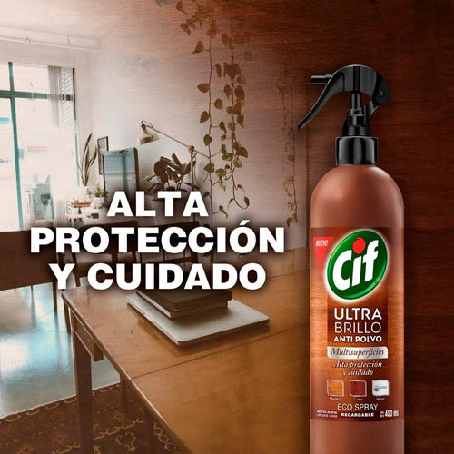 Cif Lustra Mueble Ultra Brillo Multiuperficies Anti Polvo 400 Ml 7