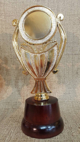 CABPremiaciones Trofeo Plástico Copa Plana Standard 18cm Souvenir B Madera 1