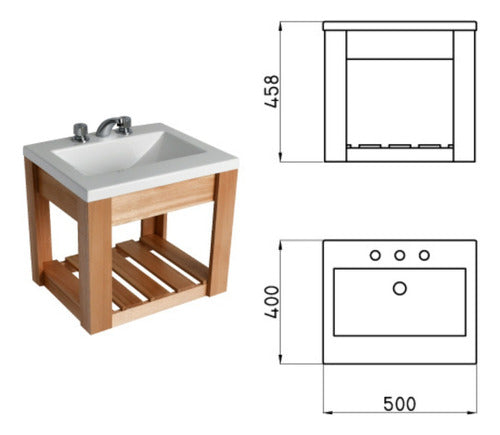 Traful Kit Lavatory Acrylic 3 Holes + Hanging Cabinet JT301 1