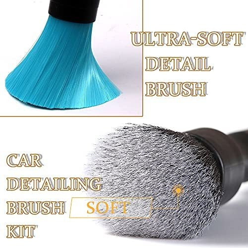 Tinsky Car Detailing Brush Kit, 3 Pack Natural Boars Detailing Brushes for Interior Exterior Cleaning 1