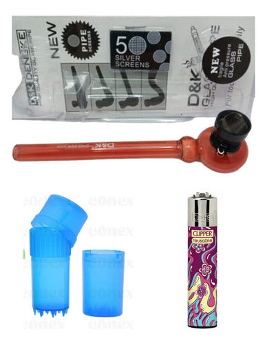 DK Kit Pipa Vidrio Grande Picador Acrilico Tainer 3p Clipper 0